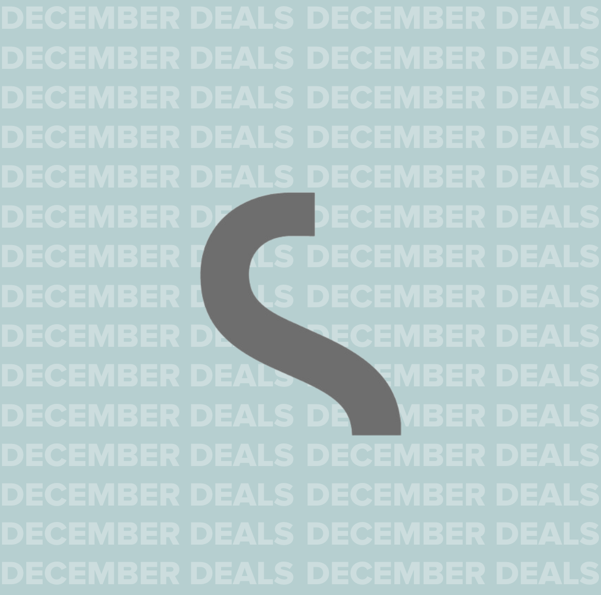 A square image with an S semper logo in the middle with the text of December Laser Deals repeated on the background. 